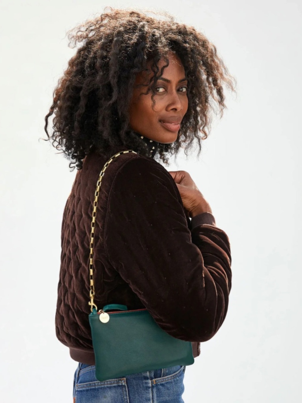 Clare V. Box Chain Shoulder Strap in Brass - Picture 2 of 9